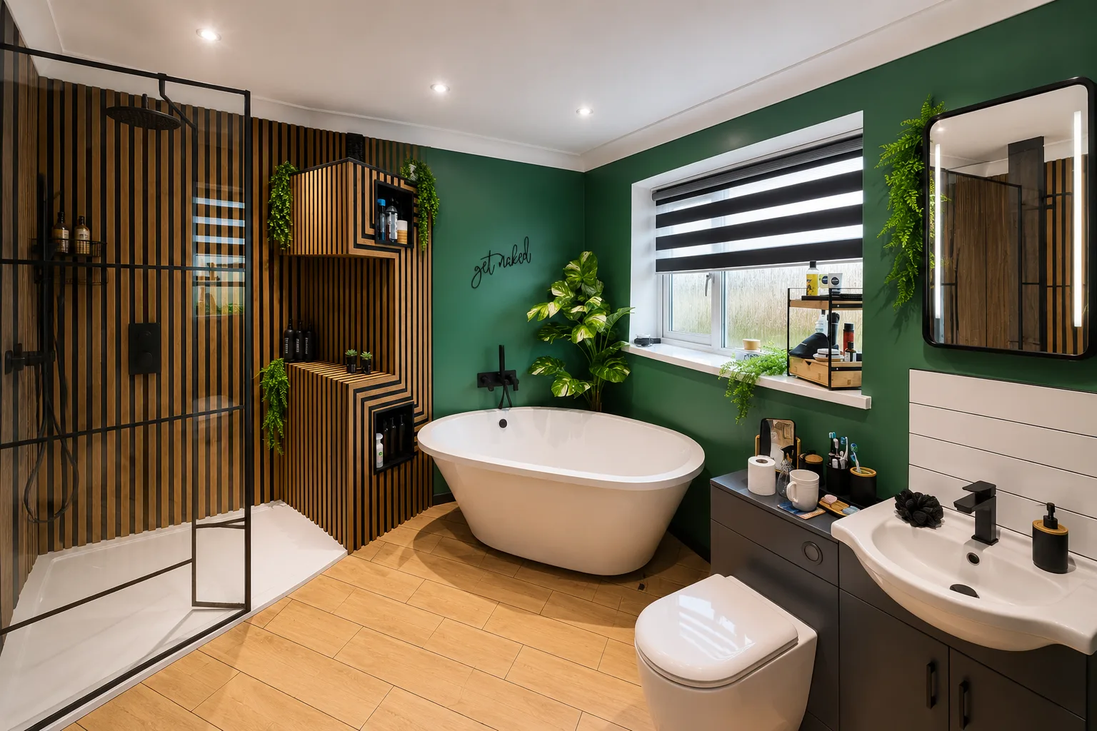 Completed green and timber bathroom renovation